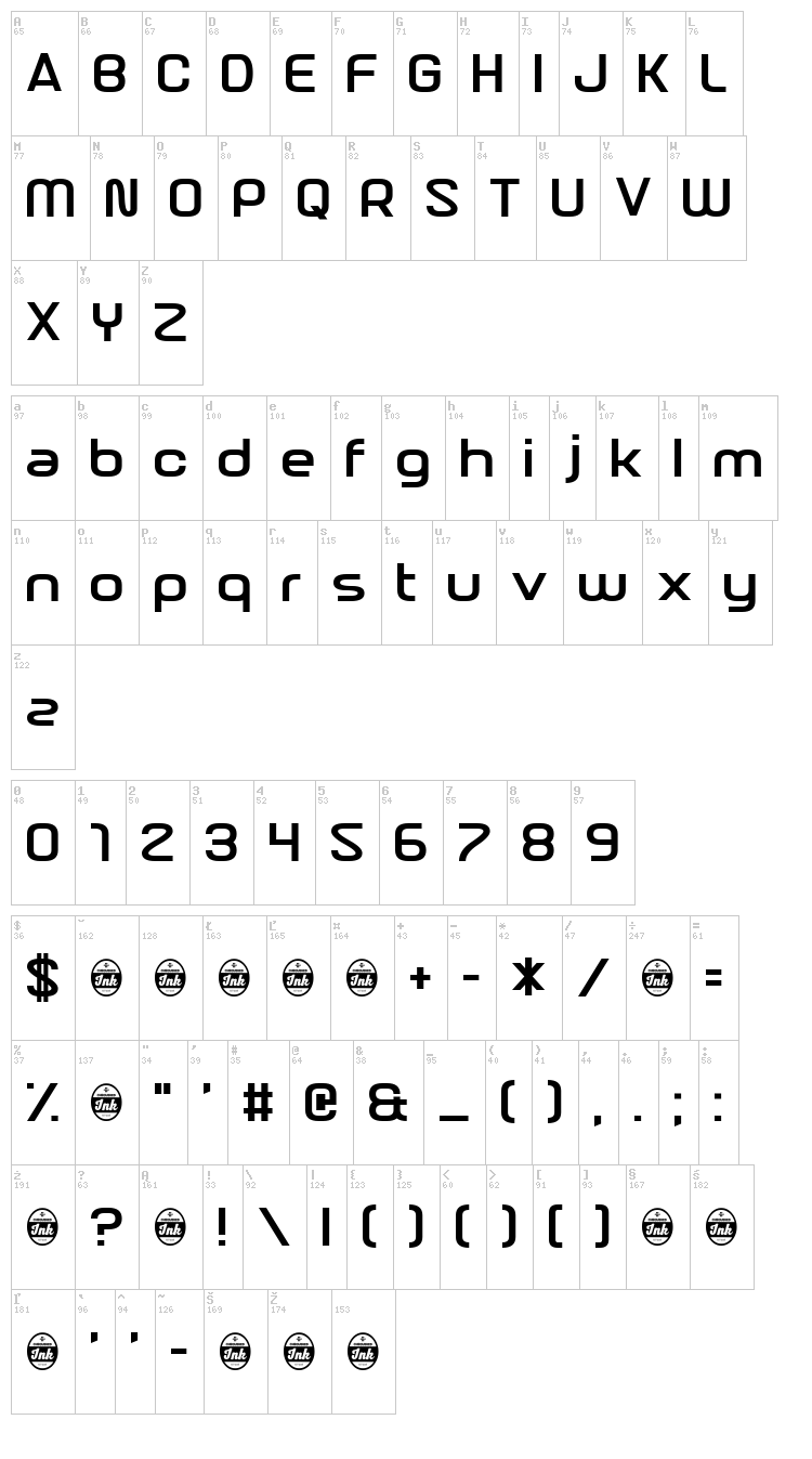 Nebulous Content font map